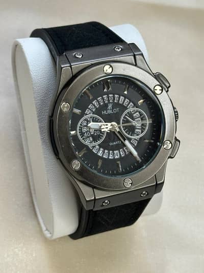 Hublot-style black chronograph