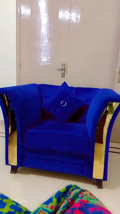 Royal Blue Luxury Sofa Set  5 Seater  Stylish & Comfortable
