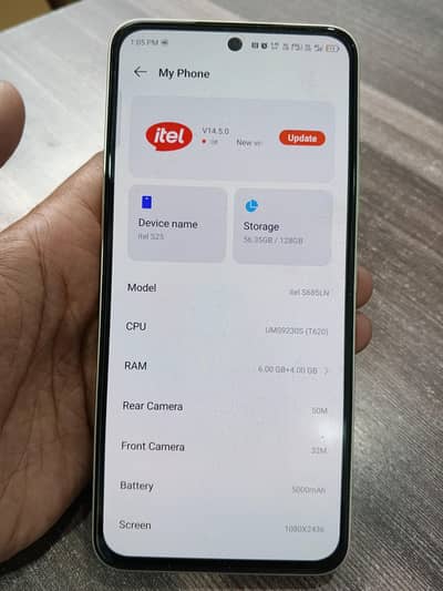 Itel S25 6+128 GB front finger.