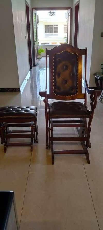 Wooden Rocking Chair with Footrest - Excellent Condition
