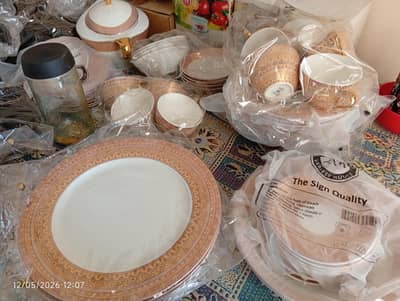 Cream & Gold plated Bone China dinner set 78 pcs