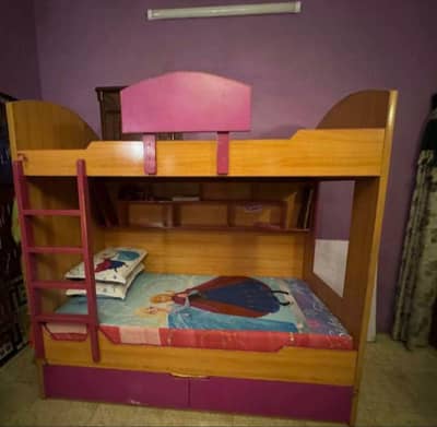 Double story single bed without mattresses