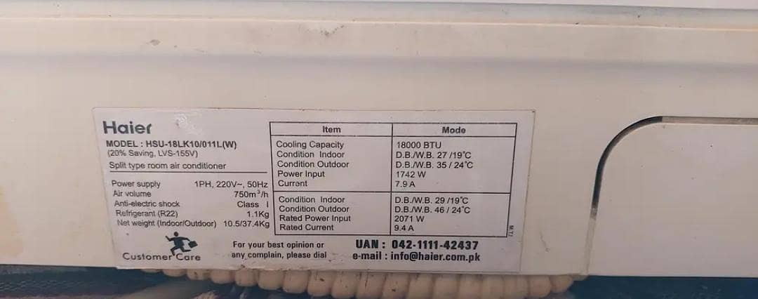 Haier Split Ac 1.5ton 1
