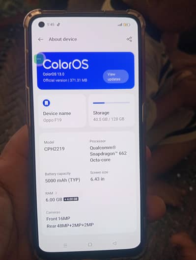 oppo f19 6 128 total original hai khula hua Nahin hai 03467525800