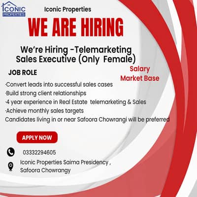 **We're Hiring — Female Telemarketing & Sales Executive**