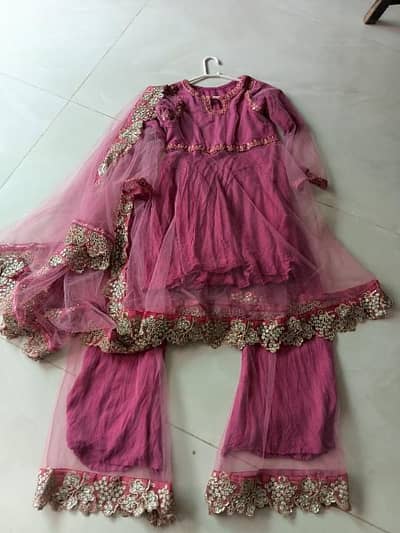 12-14 year old girls weeding formal dress with frock,net dubtta,plazo