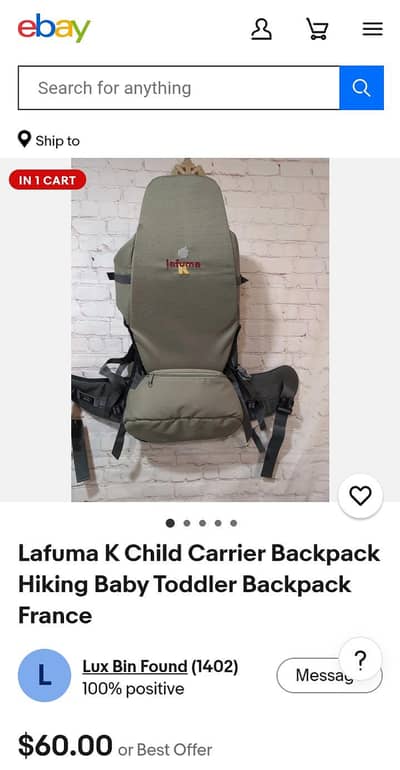 Lafuma Child Carrier Backpack  Urgent Sale