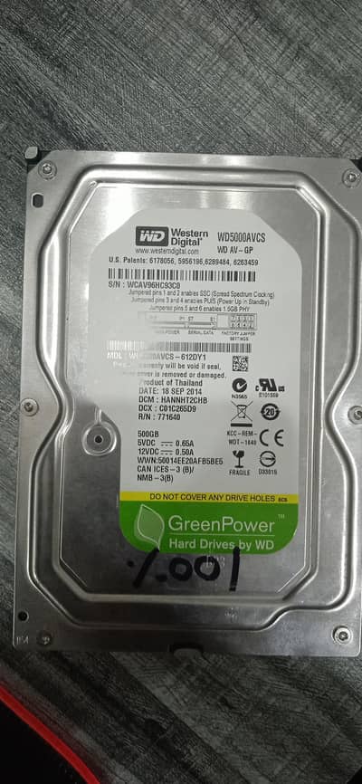 western digital 500gb hard drive–100% health with games