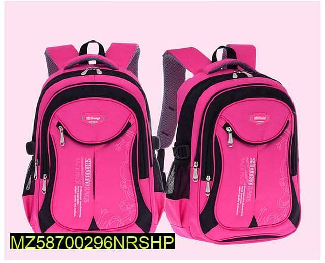 pink Nylon school backpack 1