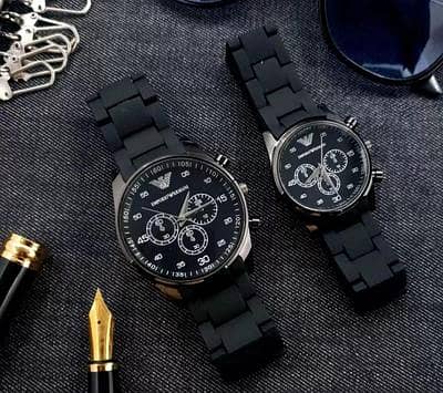 Unisex Couple Watches Set Quartz Black Rose Gold