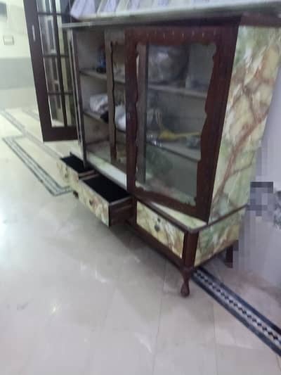 Glass and wood showcase