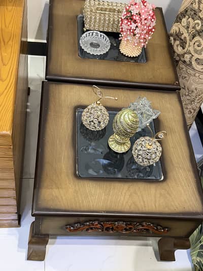 Wooden glass table set