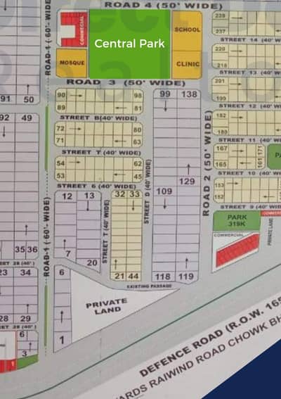 Kanal Plot on 50 Wide Road Close to Masjid and Park