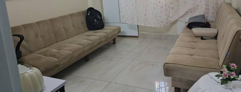 Aesthetic biege colored sofa bed