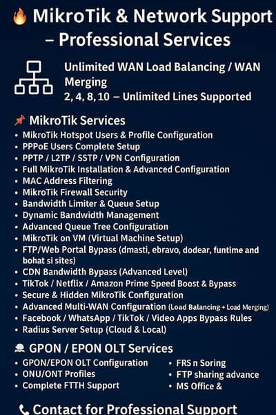MikroTik & Network Support – Professional Services
