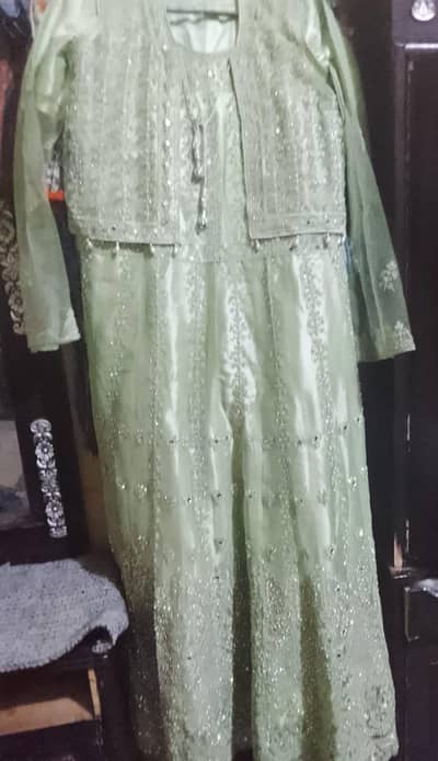 Sleeves Embroidered mMaxi with jacket and duptta, net maxii