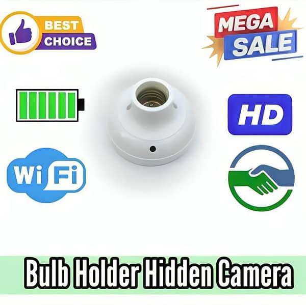 WiFi Hidden Security Camera Bulb Holder HD Motion Detection SD Card