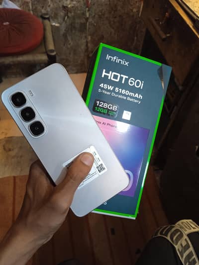 infinix hot 60i 6+6 128gb back sheet cover and 7 8 month warranty avil