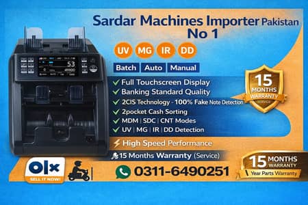 cash counting machine with fake note detection , value, serial number