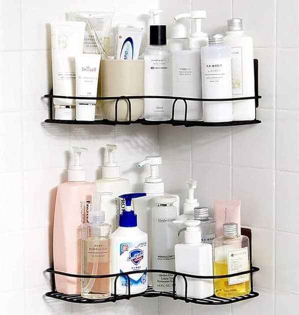 Bathroom Corner Toilet Washstand Stainless Steel Corner Rack -Free Punch Corner Shelf Tripod Washstand Storage Artifact Bathroom Wall Mount Storage
