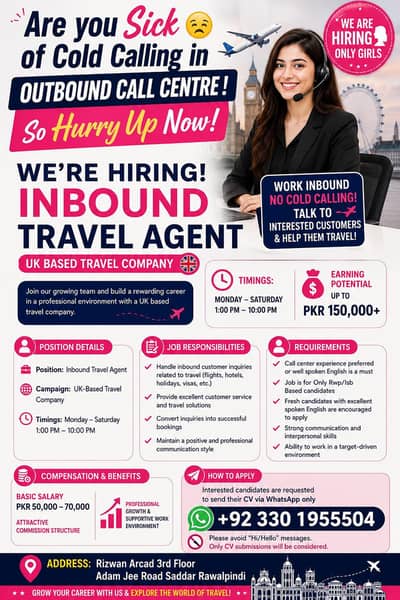 We Are Hiring Girls Only | Inbound Travel Agents Required