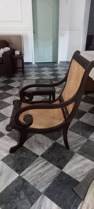 Cane Chairs in Solid Shesham Wood Structure .