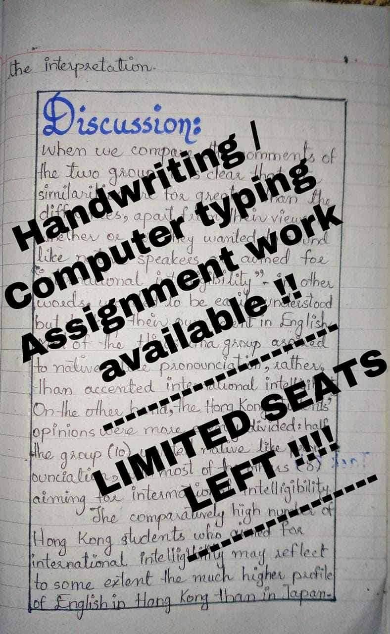 Hand Written Assignment,Data Entry Or Ms Typing Work Avaiabel 0