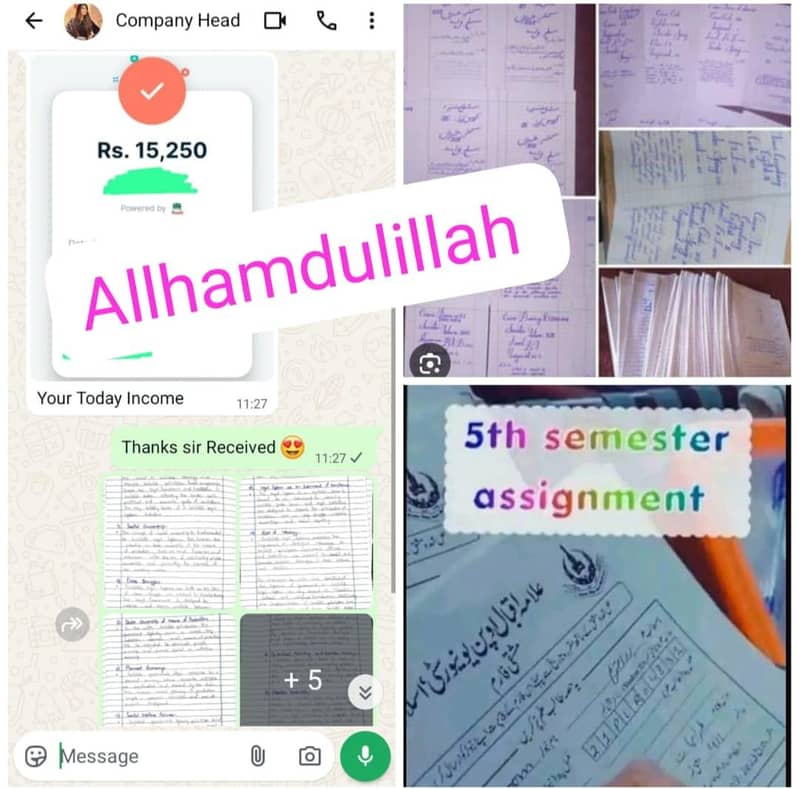 Hand Written Assignment,Data Entry Or Ms Typing Work Avaiabel 1