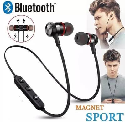 Earphones Bluetooth 4 black Red Magnetic sport