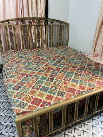 Iron king size bed with mattress only in 12k