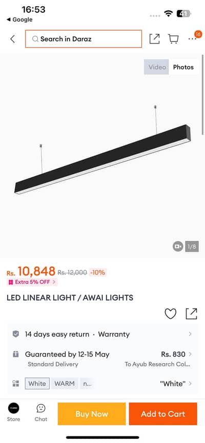 Led imported lights 8 pieces