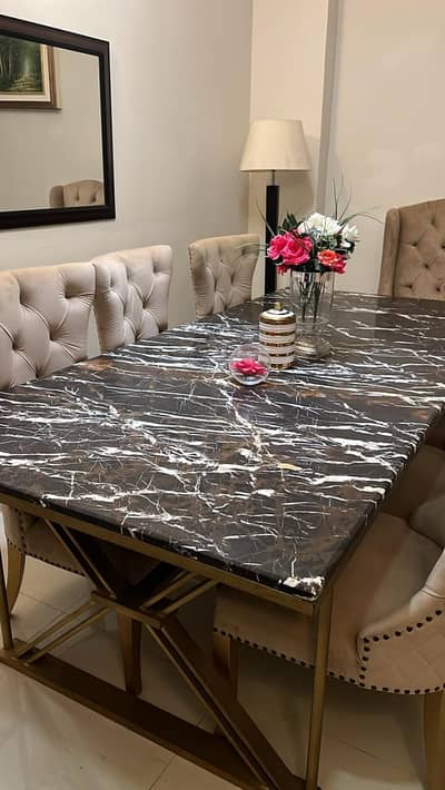 6 seating marbletop  dining  table