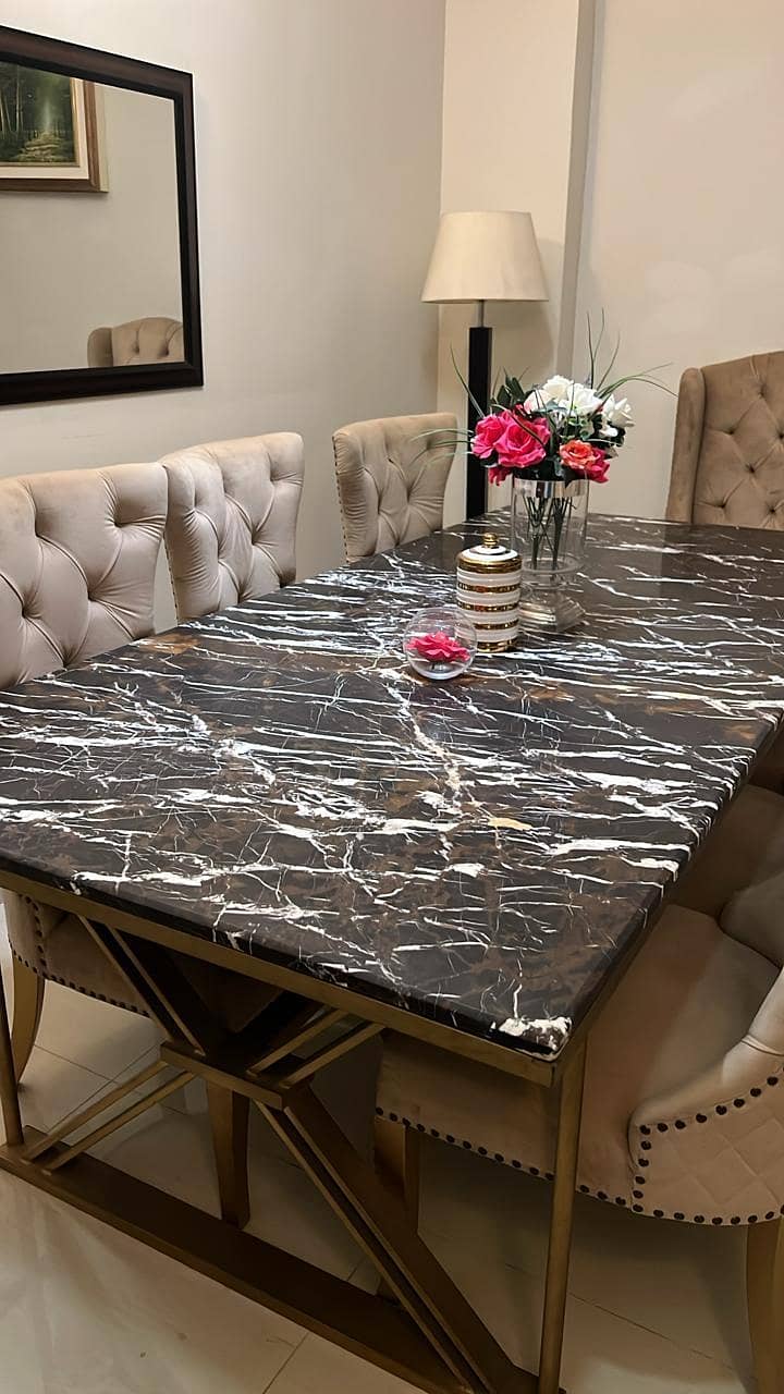 6 seating marbletop  dining  table 0