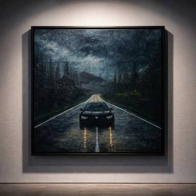 BMW Storm Escape | Acrylic Painting by Rabil Zahoor