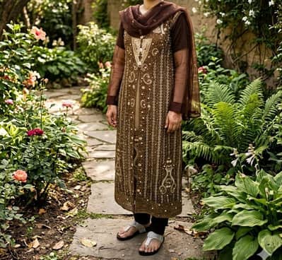 long heavy frock 3 pc dress ready mate