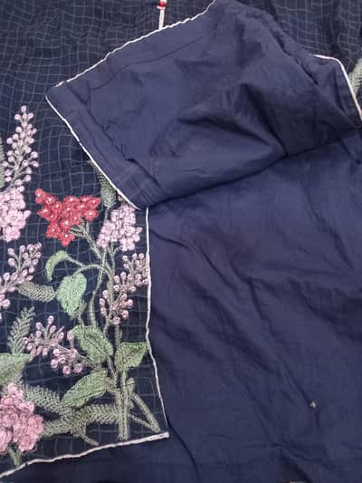 blue kurti embrioded  alkaram