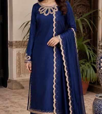raw silk suit blue colour