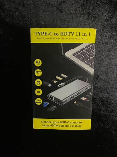 11-in-1 Type-C Hub Adapter 4K HDMI, VGA, LAN, USB 3.0 Premium Quality