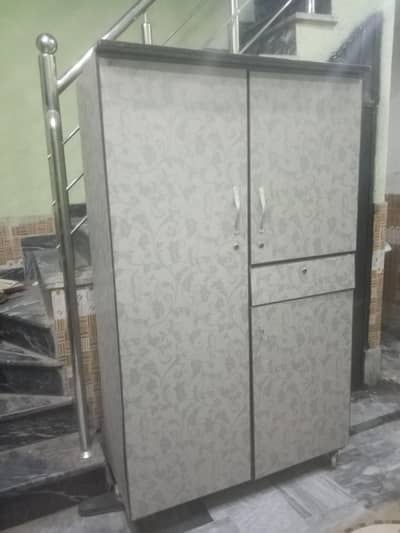Wood almari in grey colour