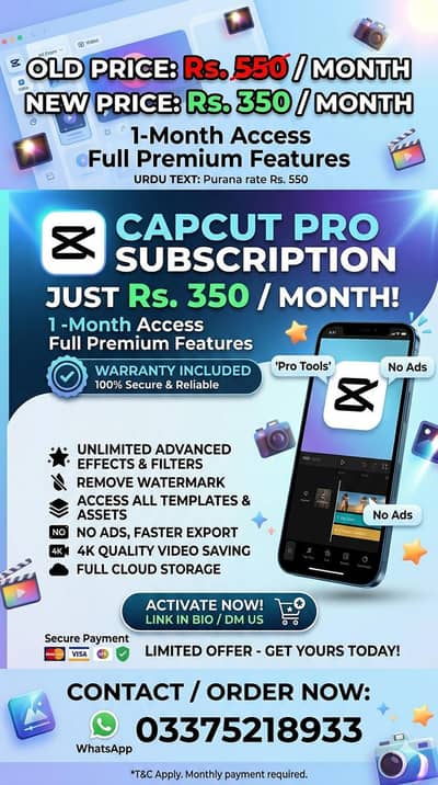 Capcut Pro Available RS. 350