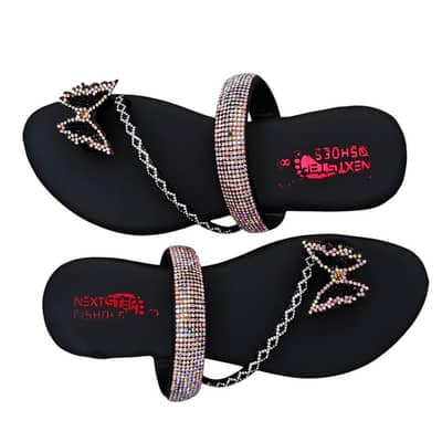 Black Rhinestone Butterfly Flats Women Size 6-10