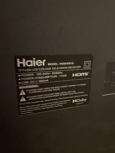 Haier 65" 4K UHD Android TV (K66 Series) – Like New! - 2025 model