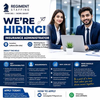 Insurance Officer / Client Relationship Officer /Administrator (Jobs)