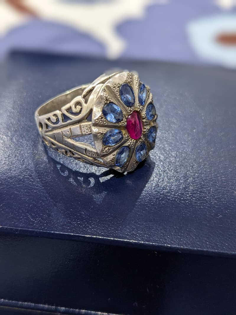 Ceylon Neelam and Ruby Ring 0