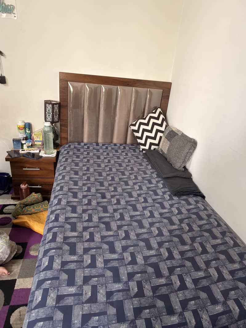 single bed with side table without mattress 0