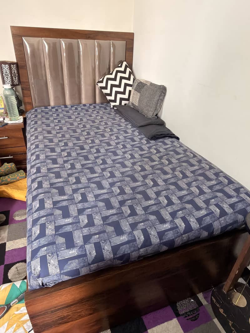 single bed with side table without mattress 1