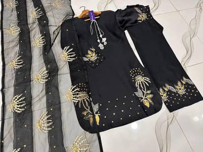 Women Embroidered Black dress