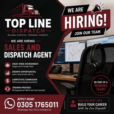 Experiences Sales and Dispatch Agents required!