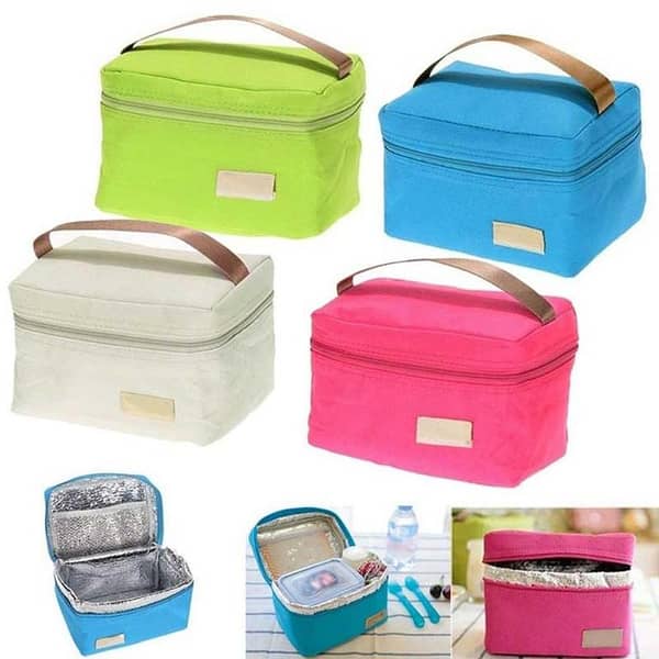 Lunch Bag Thermal Insulation HOT and COLD Lunch Bag Canvas Bag Lunch Box Food Picnic Bag - Multi