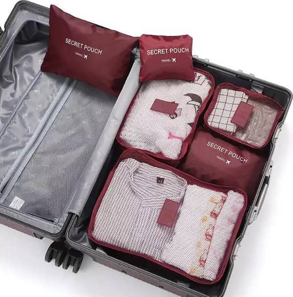 6pcs/Set Travel Storage Bag Portable Luggage Organizer Clothes Tidy Pouch Zip Cube Luggage Toiletry Bag Organizer Pouch Home Organization - Multi